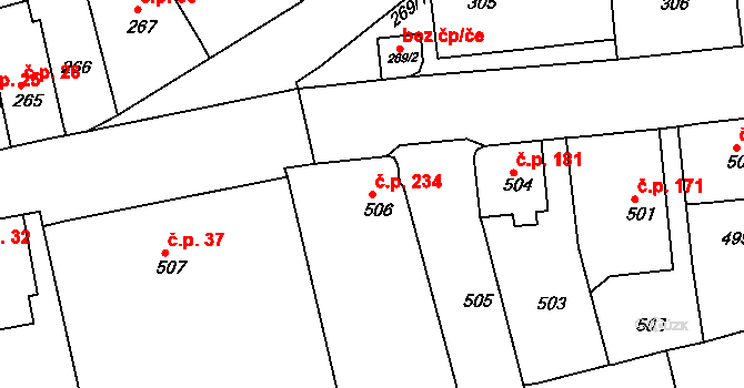 Děčín VII-Chrochvice 234, Děčín na parcele st. 506 v KÚ Chrochvice, Katastrální mapa