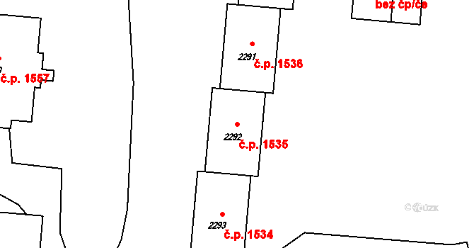 Rožnov pod Radhoštěm 1535 na parcele st. 2292 v KÚ Rožnov pod Radhoštěm, Katastrální mapa
