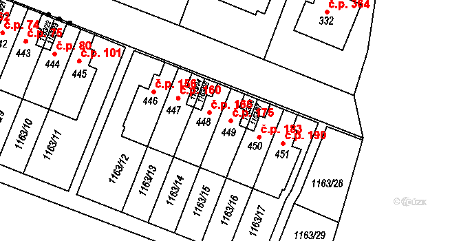 Miletín 175 na parcele st. 449 v KÚ Miletín, Katastrální mapa