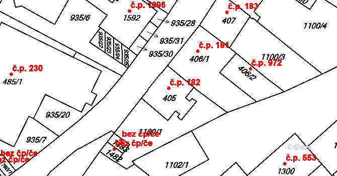 Prachatice II 182, Prachatice na parcele st. 405 v KÚ Prachatice, Katastrální mapa