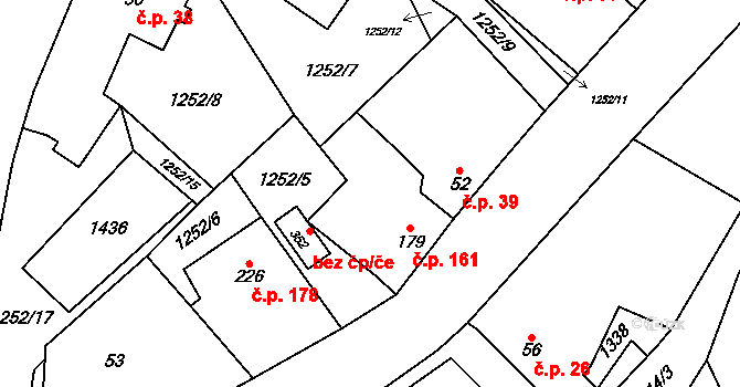 Krchleby 161 na parcele st. 179 v KÚ Krchleby u Nymburka, Katastrální mapa