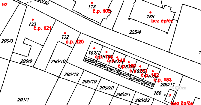 Volenice 152 na parcele st. 167/5 v KÚ Volenice, Katastrální mapa