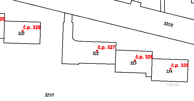 Řetenice 327, Teplice na parcele st. 322 v KÚ Teplice-Řetenice, Katastrální mapa