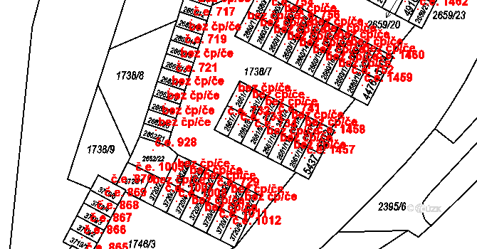Cheb 733 na parcele st. 2661/8 v KÚ Cheb, Katastrální mapa