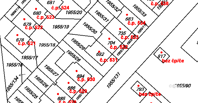 Černilov 531 na parcele st. 682 v KÚ Černilov, Katastrální mapa