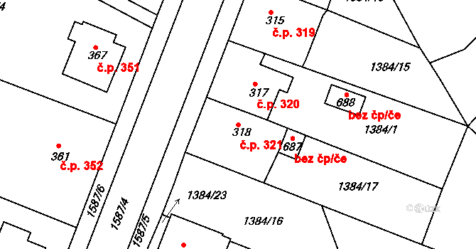 Švihov 321 na parcele st. 318 v KÚ Švihov u Klatov, Katastrální mapa