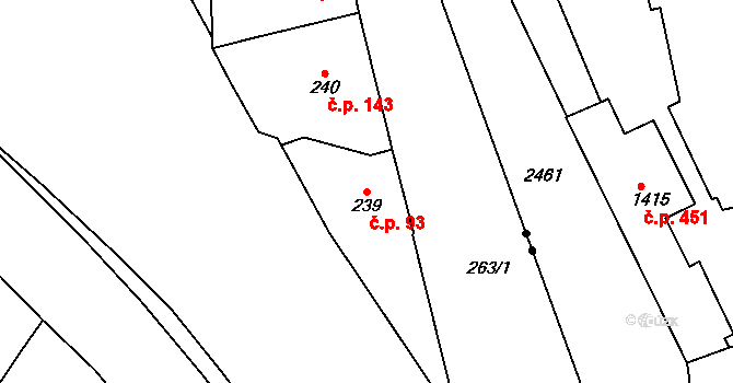 Vyšehrad 93, Praha na parcele st. 239 v KÚ Vyšehrad, Katastrální mapa