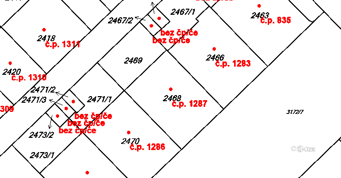 Nusle 1287, Praha na parcele st. 2468 v KÚ Nusle, Katastrální mapa