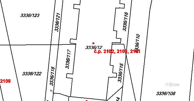 Chodov 2101, Praha na parcele st. 3336/12 v KÚ Chodov, Katastrální mapa