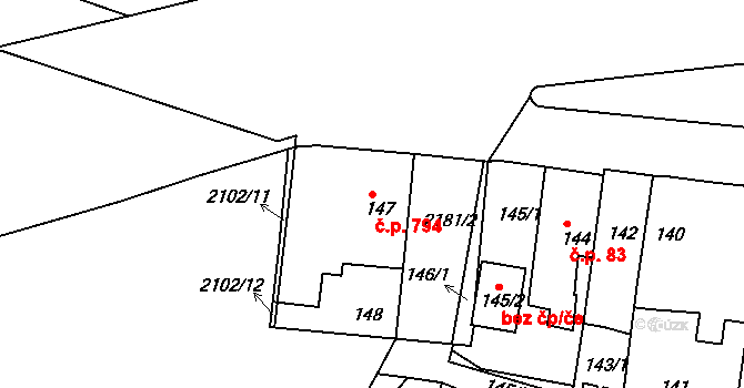 Střešovice 794, Praha na parcele st. 147 v KÚ Střešovice, Katastrální mapa
