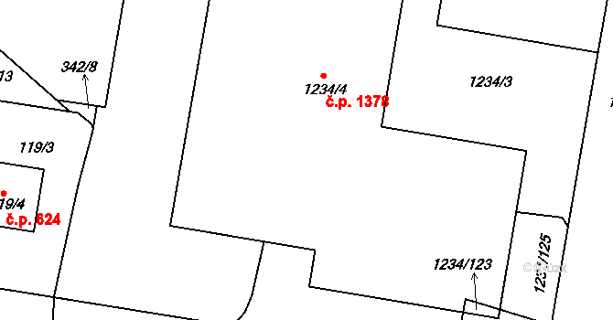Řepy 1378, Praha na parcele st. 1234/4 v KÚ Řepy, Katastrální mapa