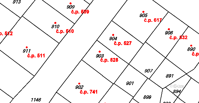 Vršovice 528, Praha na parcele st. 903 v KÚ Vršovice, Katastrální mapa