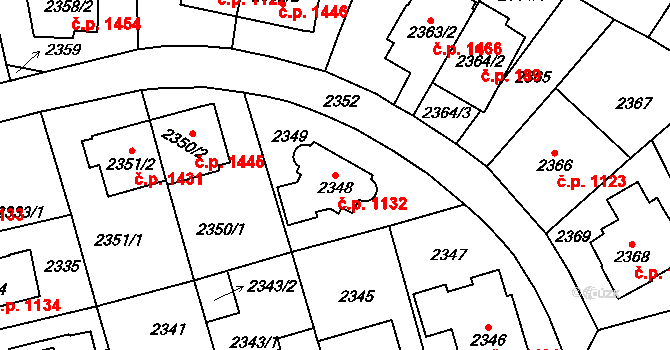 Vršovice 1132, Praha na parcele st. 2348 v KÚ Vršovice, Katastrální mapa