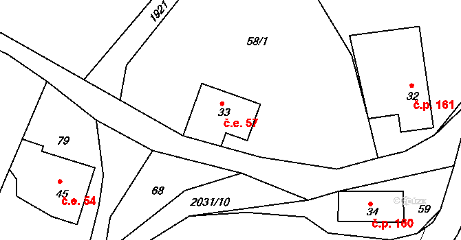Rumburk 3-Dolní Křečany 57, Rumburk na parcele st. 33 v KÚ Dolní Křečany, Katastrální mapa