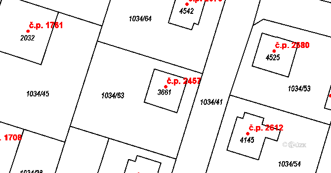 Dvůr Králové nad Labem 2457 na parcele st. 3661 v KÚ Dvůr Králové nad Labem, Katastrální mapa
