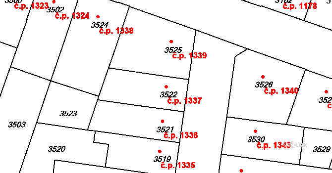 České Budějovice 3 1337, České Budějovice na parcele st. 3522 v KÚ České Budějovice 3, Katastrální mapa