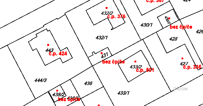 Liberec XI-Růžodol I 376, Liberec na parcele st. 432/2 v KÚ Růžodol I, Katastrální mapa