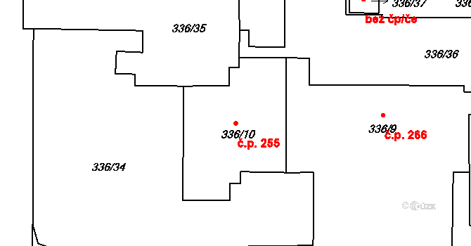 Pražské Předměstí 255, Bílina na parcele st. 336/10 v KÚ Bílina, Katastrální mapa