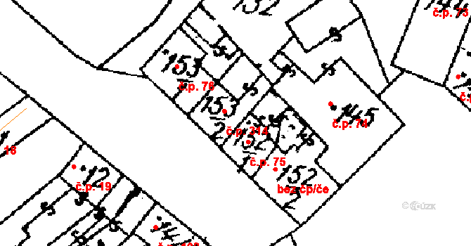 Žiželice 75 na parcele st. 152/1 v KÚ Žiželice nad Cidlinou, Katastrální mapa