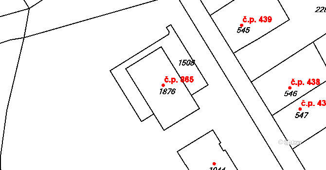 Hostinné 865 na parcele st. 1876 v KÚ Hostinné, Katastrální mapa