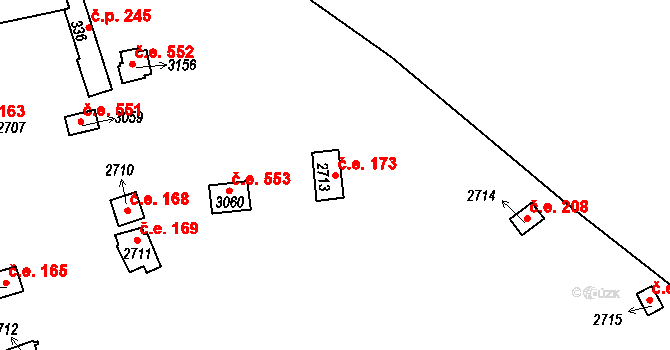 Úšovice 173, Mariánské Lázně na parcele st. 2713 v KÚ Úšovice, Katastrální mapa