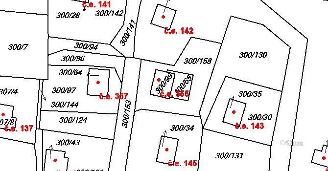 Milná 355, Frymburk na parcele st. 300/99 v KÚ Frymburk, Katastrální mapa