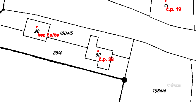 Vítkov 28, Štěkeň na parcele st. 89 v KÚ Vítkov u Štěkně, Katastrální mapa