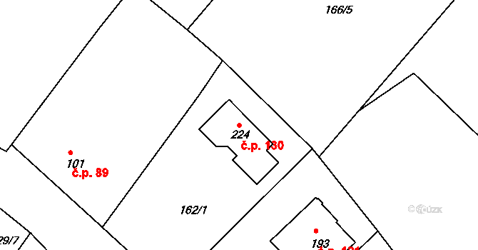 Nesvačily 130, Bystřice na parcele st. 224 v KÚ Nesvačily u Bystřice, Katastrální mapa