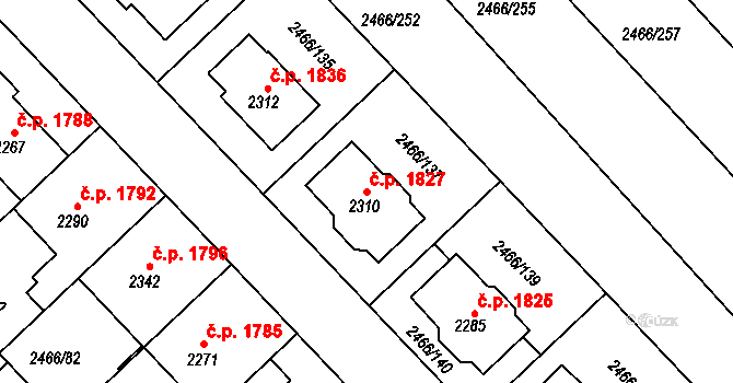 Tišnov 1827 na parcele st. 2310 v KÚ Tišnov, Katastrální mapa
