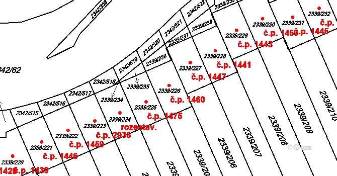Stodůlky 1460, Praha na parcele st. 2339/226 v KÚ Stodůlky, Katastrální mapa