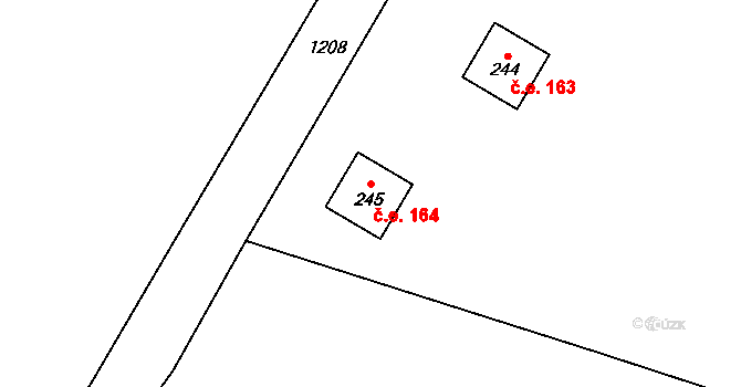Cholín 164, Borotice na parcele st. 245 v KÚ Čelina, Katastrální mapa