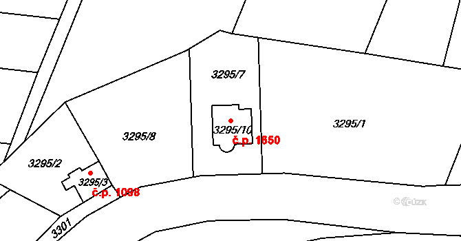 Holešov 1650 na parcele st. 3295/10 v KÚ Holešov, Katastrální mapa