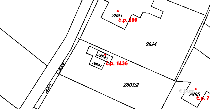 Dětmarovice 1436 na parcele st. 2893/4 v KÚ Dětmarovice, Katastrální mapa