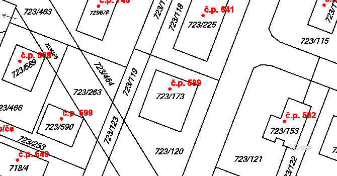 Včelná 589 na parcele st. 723/173 v KÚ Včelná, Katastrální mapa