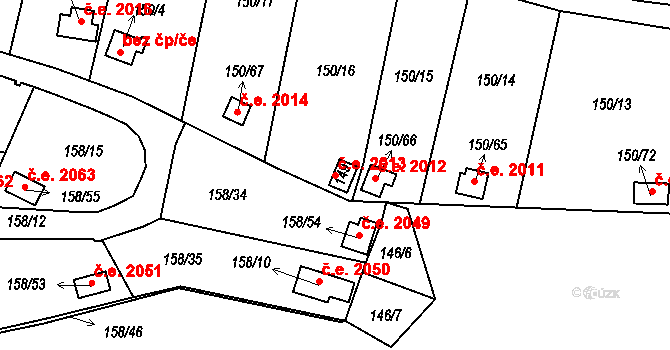 Domanínek 2013, Bystřice nad Pernštejnem na parcele st. 149 v KÚ Domanínek, Katastrální mapa