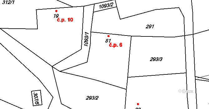 Kouty 6, Smilkov na parcele st. 81 v KÚ Kouty u Smilkova, Katastrální mapa