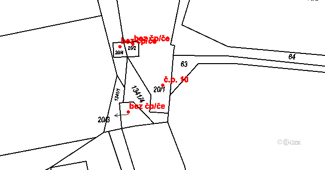 Kvasejovice 10, Sedlec-Prčice na parcele st. 20/1 v KÚ Kvasejovice, Katastrální mapa