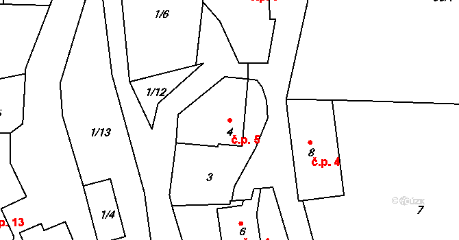 Kobylnice 5, Koroužné na parcele st. 4 v KÚ Kobylnice nad Svratkou, Katastrální mapa