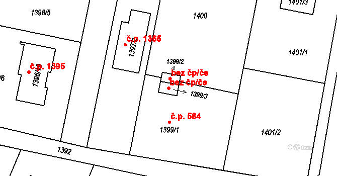 Ostrava 38231981 na parcele st. 1399/3 v KÚ Stará Bělá, Katastrální mapa