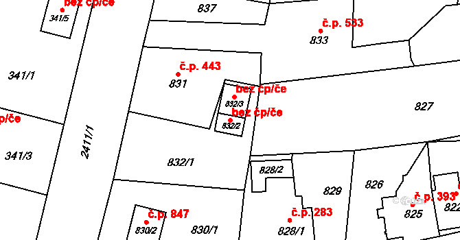 Bohumín 38254981 na parcele st. 832/2 v KÚ Skřečoň, Katastrální mapa