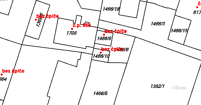 Cheb 38798981 na parcele st. 1466/10 v KÚ Cheb, Katastrální mapa