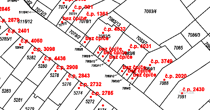 Brno 39591981 na parcele st. 7083/10 v KÚ Židenice, Katastrální mapa