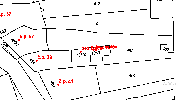 Bedihošť 41401981 na parcele st. 406/1 v KÚ Bedihošť, Katastrální mapa