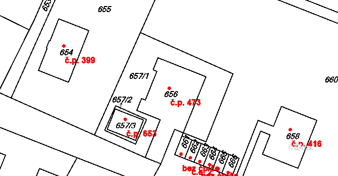 Želechovice nad Dřevnicí 473 na parcele st. 656 v KÚ Želechovice nad Dřevnicí, Katastrální mapa