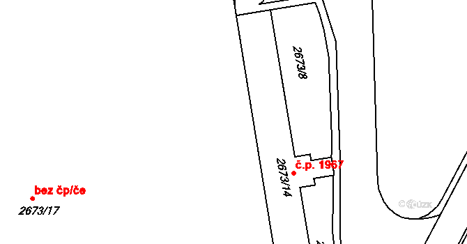 Pelhřimov 1967 na parcele st. 2673/14 v KÚ Pelhřimov, Katastrální mapa