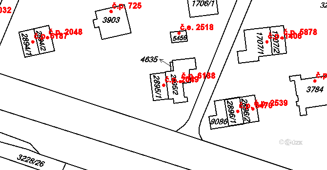 Zlín 2049 na parcele st. 2895/1 v KÚ Zlín, Katastrální mapa