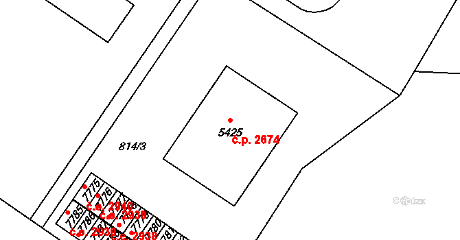 Zlín 2674 na parcele st. 5425 v KÚ Zlín, Katastrální mapa