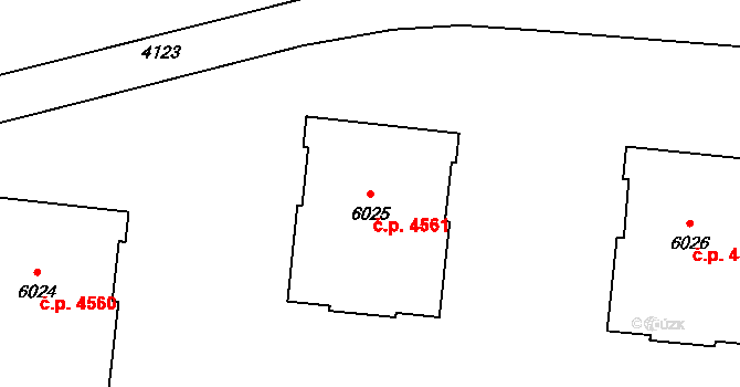 Zlín 4561 na parcele st. 6025 v KÚ Zlín, Katastrální mapa
