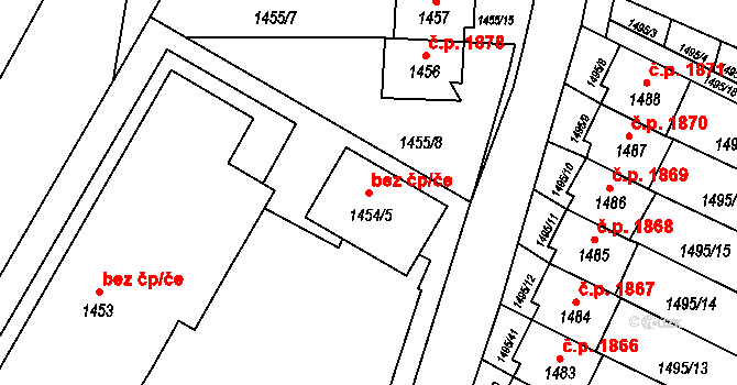 Česká Lípa 43212981 na parcele st. 1454/5 v KÚ Česká Lípa, Katastrální mapa