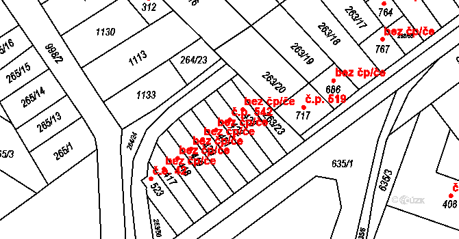 Rokytnice 542 na parcele st. 422 v KÚ Rokytnice u Přerova, Katastrální mapa